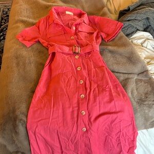 Elegant Pink Button-Down Dress